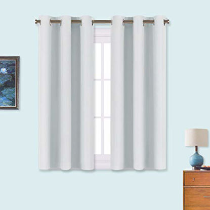 Picture of NICETOWN Room Darkening Draperies Curtains Panels, Window Treatment Thermal Insulated Grommet Room Darkening Curtains/Drapes for Bedroom (Greyish White, 2 Panels, 34 by 45)