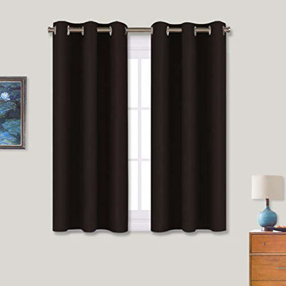 Picture of NICETOWN Blackout Curtain Panels for Bedroom Window, Triple Weave Microfiber Energy Saving Thermal Insulated Solid Grommet Blackout Draperies and Drapes(One Pair, 34 inches by 45 inches, Toffee Brown)