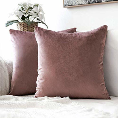Picture of MIULEE Pack of 2 Velvet Pillow Covers Decorative Square Pillowcase Soft Soild Jam Cushion Case for Sofa Bedroom Car 22 x 22 Inch 55 x 55 cm