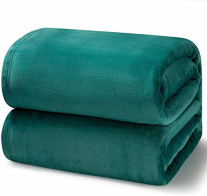 Picture of Bedsure Fleece Blanket Queen Size Emerald Green Lightweight Super Soft Cozy Luxury Bed Blanket Microfiber