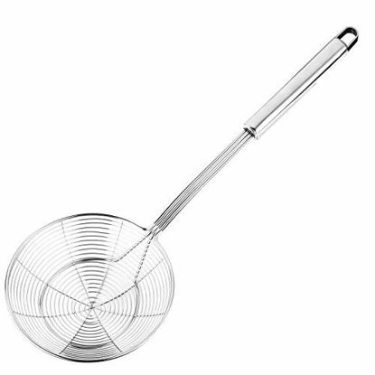 Picture of Hiware Solid Stainless Steel Spider Strainer Skimmer Ladle, 7 Inch
