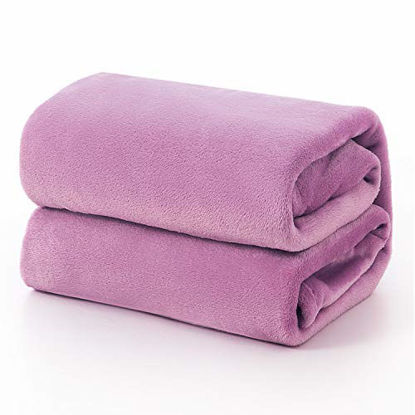 Picture of Bedsure Flannel Fleece Blanket Throw Size (50 x60 inch),Lilac Light Purple Lavender Violet Lightweight Blanket for Sofa, Couch, Bed Super Soft Cozy Microfiber Blanket