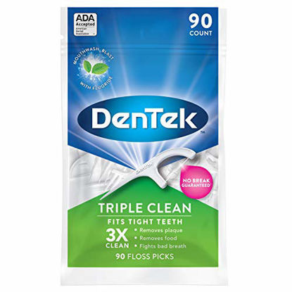 Picture of DenTek Triple Clean Floss Picks, 90 Count, (Pack of 1)