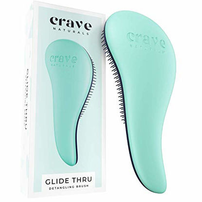 Picture of Crave Naturals Glide Thru Detangling Brush for Adults & Kids Hair - Detangler Hairbrush for Natural, Curly, Straight, Wet or Dry Hair (TURQUOISE)