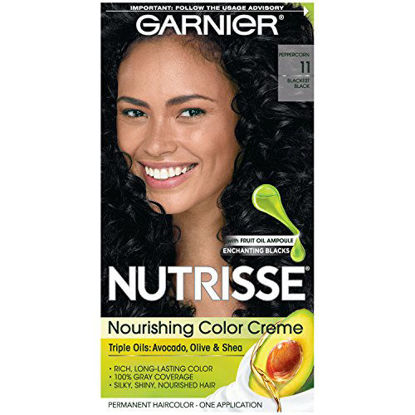 Picture of Garnier Nutrisse Nourishing Hair Color Creme, 11 Blackest Black (Packaging May Vary)