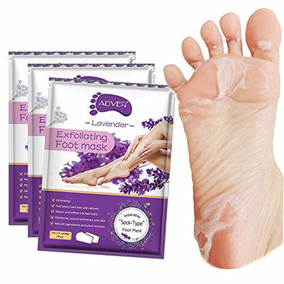 Picture of Foot Peel Mask 3 Pack Exfoliator Peel Off Calluses Dead Skin Callus RemoverBaby Soft Smooth Touch Feet-Men Women (Lavender)