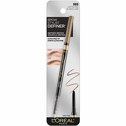 Picture of L'Oreal Paris Makeup Brow Definer Waterproof Eyebrow Pencil, Ultra-Fine Mechanical Pencil, Draws Tiny Brow Hairs and Fills in Sparse Areas and Gaps, Light Blonde, 0.003 Ounce (Pack of 1)