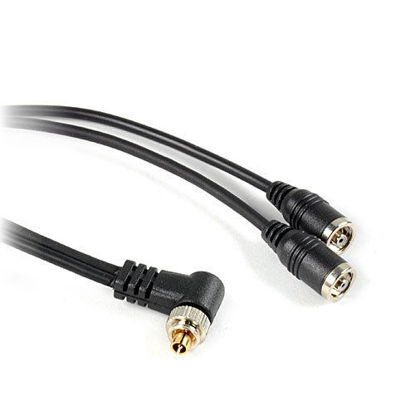 Picture of DSLRKIT Flash PC Sync Splitter Cord Cable 1 PC Male to 2 PC Female Socket with Screw Lock