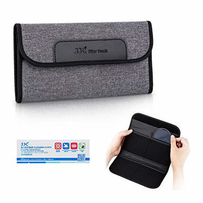 Picture of 4 Pockets Lens Filter Case for Filter Up to 82mm, Foldout Filter Pouch with Microfiber Cleaning Cloth, Professional Photography Filter Holder Bag