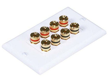 Picture of Monoprice 103326 Banana Binding Post Two-Piece Inset Coupler Wall Plate for 4 Speakers