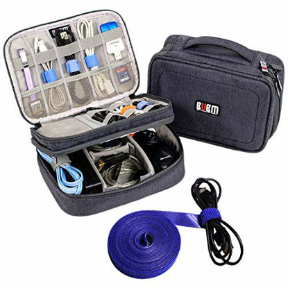Picture of Electronics Organizer Travel Cable Cord Wire Bag Accessories Gadget Gear Storage Cases (Dark Gray)