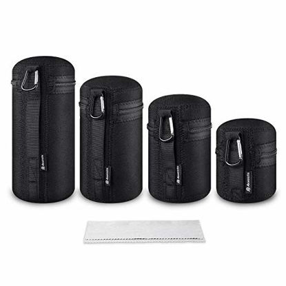 Picture of Powerextra 4X Zipper Lens Case Lens Pouch Bag with Thick Protective Neoprene for DSLR Camera Lens Fit for Canon Nikon Sony Olympus Panasonic Includes Small Medium Large XL Size