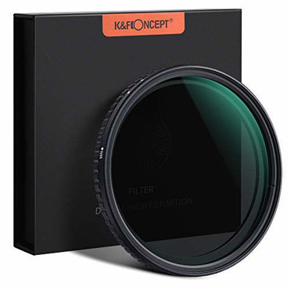 Picture of K&F Concept 62mm Fader ND Filter Without Cross, Neutral Density Variable Filter ND2 to ND32 for Camera Lens NO X Spot,Nanotec,Ultra-Slim,Weather-Sealed