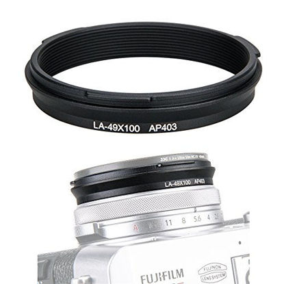 Picture of 49mm Metal Lens Filter Adapter Ring for Fujifilm Fuji X100V X100F X100T X100S X100 X70 Camera & Wide Conversion Lens WCL-X100 II Installing UV CPL ND Filter Lens Cap Replace Fujifilm AR-X100 Black