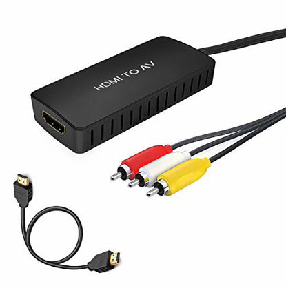 Picture of HDMI to RCA Converter, HDMI to Composite Video Audio Converter Adapter, HDMI to AV, Supports PAL/NTSC for PS4, Xbox, Switch, TV Stick, Roku, Blu-Ray, DVD Player,