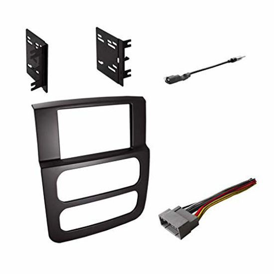 Double DIN Radio Dash Kit with Antenna Adapter Harness for 2002 2005 Dodge RAM 1500 2500 3500