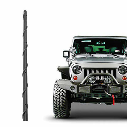 Picture of KSaAuto Short Antenna Fits for Jeep Wrangler JK JKU JL JLU Rubicon Sahara Gladiator 2007-2021 | 13 Inch Flexible Rubber Antenna Replacement | Spiral New Designed for Optimized Radio Signal Reception