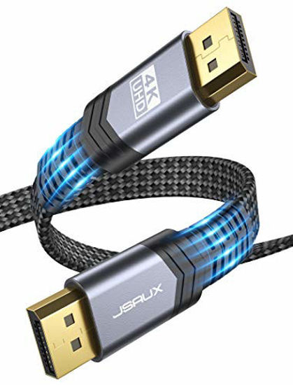 Gold-Plated Braided Ultra High Speed Cord for Laptop/PC/TV/Gaming Monitor etc 4K/2160p@60Hz, 1080p/2K/1440p@144Hz, 2K@165Hz JSAUX DP to DP 1.2 Cable Grey DisplayPort Cable 6.6ft/2M