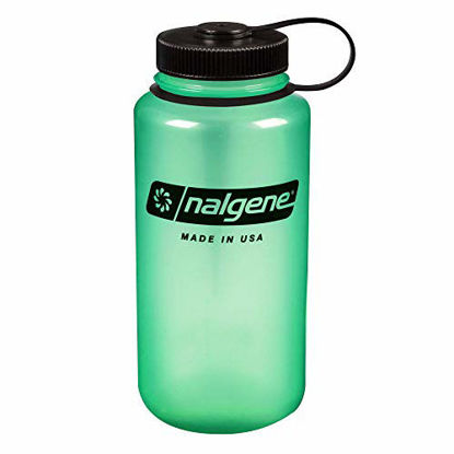 Picture of Nalgene Tritan Wide Mouth BPA-Free Water Bottle, Glows Green, 1 Quart