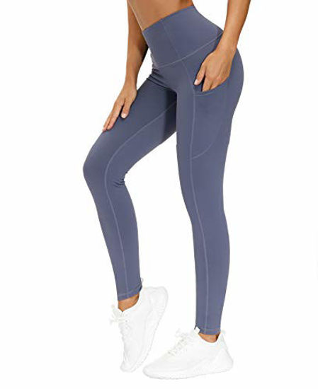 THE GYM PEOPLE Thick High Waist Yoga Pants with Pockets, Tummy Control  Workout Running Yoga Leggings for Women (Large, Ink Blue)