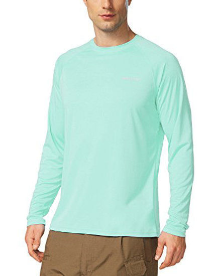 GetUSCart- BALEAF Men's UPF 50+ Sun Protection Shirts Long Sleeve Dri Fit  SPF T-Shirts Lightweight Fishing Hiking Running Light Green Size XL