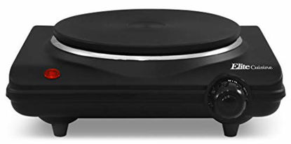 Picture of Elite Gourmet Countertop Electric Hot Burner, Temperature Controls, Power Indicator Lights, Easy to Clean, Single, Black