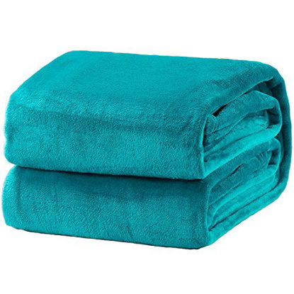 Picture of Bedsure Fleece Blanket Throw Size Teal Lightweight Super Soft Cozy Luxury Bed Blanket Microfiber