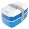 Picture of Bentgo Classic (Blue) - All-in-One Stackable Lunch Box Solution - Sleek and Modern Bento Box Design Includes 2 Stackable Containers, Built-in Plastic Silverware, and Sealing Strap