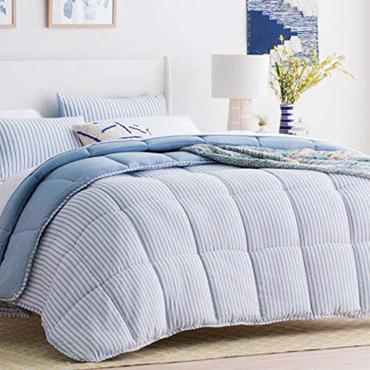 Picture of Linenspa All-Season Reversible Down Alternative Quilted Comforter - Hypoallergenic - Plush Microfiber Fill - Machine Washable - Duvet Insert or Stand-Alone Comforter - Cloudy Sky Blue - Twin XL