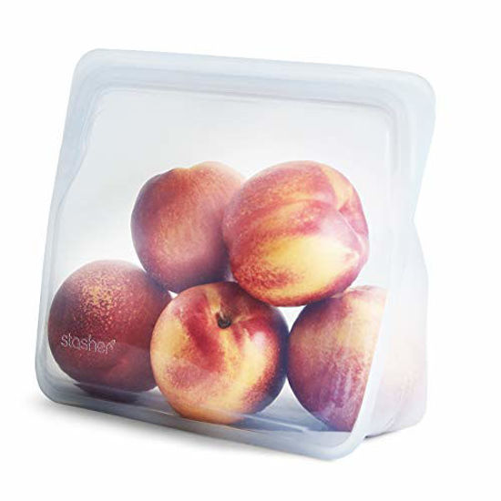 Picture of Stasher 100% Silicone Food Grade Reusable Storage Bag, Clear (Stand-Up Mid) | Reduce Single-Use Plastic | Cook, Store, Sous Vide, or Freeze | Leakproof, Dishwasher-Safe, Eco-friendly, Non-Toxic