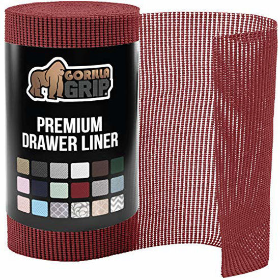 Picture of Gorilla Grip Original Drawer and Shelf Liner, Non Adhesive Roll, 17.5 Inch x 20 FT, Durable and Strong, Grip Liners for Drawers, Shelves, Cabinets, Storage, Kitchen and Desks, Red