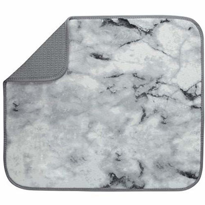 Picture of S&T INC. Marble Print Dish Drying Mat, 16 Inch by 18 Inch
