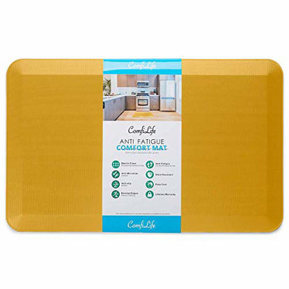 Picture of ComfiLife Anti Fatigue Floor Mat - 3/4 Inch Thick Perfect Kitchen Mat, Standing Desk Mat - Comfort at Home, Office, Garage - Durable - Stain Resistant - Non-Slip Bottom (20" x 32", Mustard)