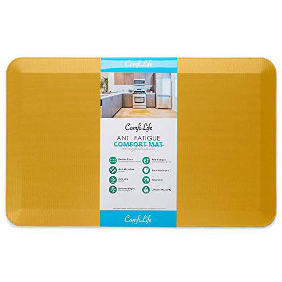 Picture of ComfiLife Anti Fatigue Floor Mat - 3/4 Inch Thick Perfect Kitchen Mat, Standing Desk Mat - Comfort at Home, Office, Garage - Durable - Stain Resistant - Non-Slip Bottom (20" x 32", Mustard)