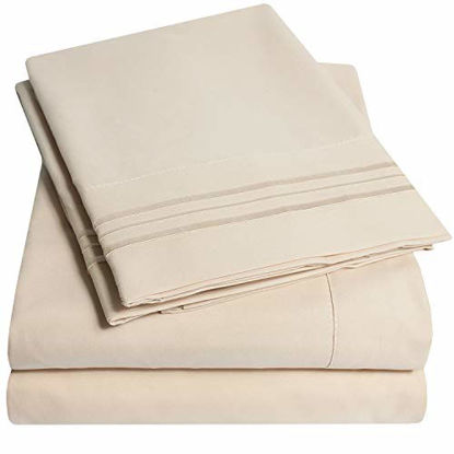 Picture of 1500 Supreme Collection Extra Deep Pocket Sheets Set - Luxury Soft Bed Sheets, Wrinkle Free, Hypoallergenic Bedding, Over 40 Colors, 21 inch Extra Deep Pocket, Twin, Beige