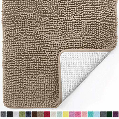 Picture of Gorilla Grip Original Luxury Chenille Bathroom Rug Mat, 70x24, Extra Soft and Absorbent Shaggy Rugs, Machine Wash and Dry, Perfect Plush Carpet Mats for Tub, Shower, and Bath Room, Beige