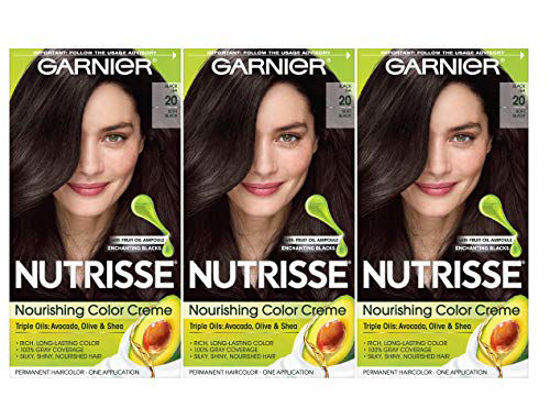Picture of Garnier Nutrisse Nourishing Color Creme, 20 Soft Black (Black Tea), 3-Pack (Packaging May Vary)