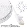 Picture of Cat 6 Ethernet Cable 75 ft Flat with Clips, Durable Long Internet Network LAN Patch Cords, Solid Cat6 High Speed Computer wire with RJ45 Connectors for Router, Modem, PS, Faster Than CAT5E/Cat5, White