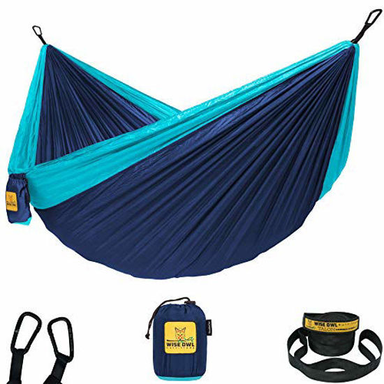 GetUSCart- Wise Owl Outfitters Hammock for Camping Single & Double Hammocks  Gear for The Outdoors Backpacking Survival or Travel - Portable Lightweight  Parachute Nylon DO Navy & Lt Blue