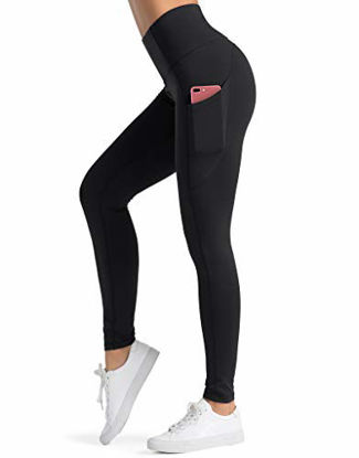 Picture of Dragon Fit High Waist Yoga Leggings with 3 Pockets,Tummy Control Workout Running 4 Way Stretch Yoga Pants Black