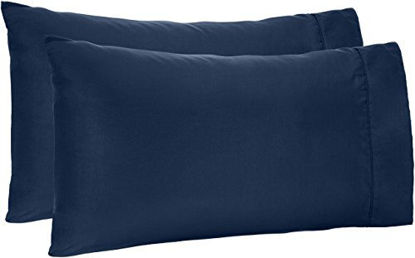 Picture of AmazonBasics Lightweight Super Soft Easy Care Microfiber Pillowcases - 2-Pack, Standard, Navy Blue