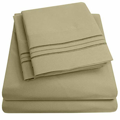 Picture of 1500 Supreme Collection Bed Sheet Set - Extra Soft, Elastic Corner Straps, Deep Pockets, Wrinkle & Fade Resistant Hypoallergenic Sheets Set, Luxury Hotel Bedding, Full, Sage
