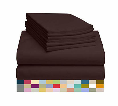 Picture of LuxClub 6 PC Sheet Set Bamboo Sheets Deep Pockets 18" Eco Friendly Wrinkle Free Sheets Hypoallergenic Anti-Bacteria Machine Washable Hotel Bedding Silky Soft - Brown Full
