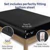 Picture of Premium 400-Thread-Count 100% Cotton Sheets - 3-Piece Black Color Twin XL Sheet Set Long-Staple Combed Cotton Bed Sheets Breathable Cotton Sateen Weave Sheets Set Fits Mattress 15'' Deep Pocket