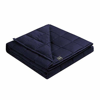 Picture of ZonLi Weighted Blanket Adult 20 lbs(60''x80'', Queen Size), Navy Blue Weighted Blanket for Adults, 100% Cotton Material with Glass Beads