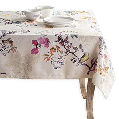 Picture of Maison d' Hermine Equinoxe 100% Cotton Tablecloth for Kitchen Dining | Tabletop | Decoration | Parties | Weddings | Thanksgiving/Christmas [Beige (Square, 54 Inch by 54 Inch)].