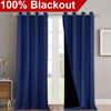 Picture of NICETOWN 100% Blackout Curtains 108 inches Long, Noise Reduction Window Treatment Curtains, Thermal Insulated Energy Smart Drapes and Draperies for Apartment Decor, Navy Blue, Set of 2, 52" W