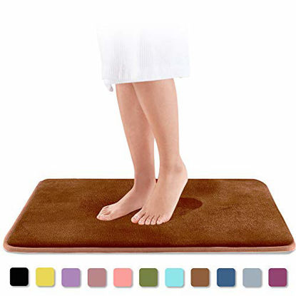 Picture of Genteele Memory Foam Bath Mat Non Slip Absorbent Super Cozy Velvet Bathroom Rug Carpet (20 inches X 32 inches, Brown)