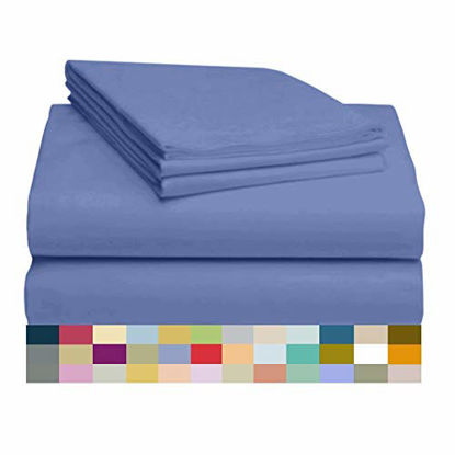 Picture of LuxClub 4 PC Sheet Set Bamboo Sheets Deep Pockets 18" Eco Friendly Wrinkle Free Sheets Machine Washable Hotel Bedding Silky Soft - Violet Blue Twin