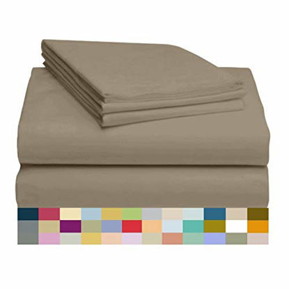 Picture of LuxClub 4 PC Sheet Set Bamboo Sheets Deep Pockets 18" Eco Friendly Wrinkle Free Sheets Machine Washable Hotel Bedding Silky Soft - Taupe Twin XL